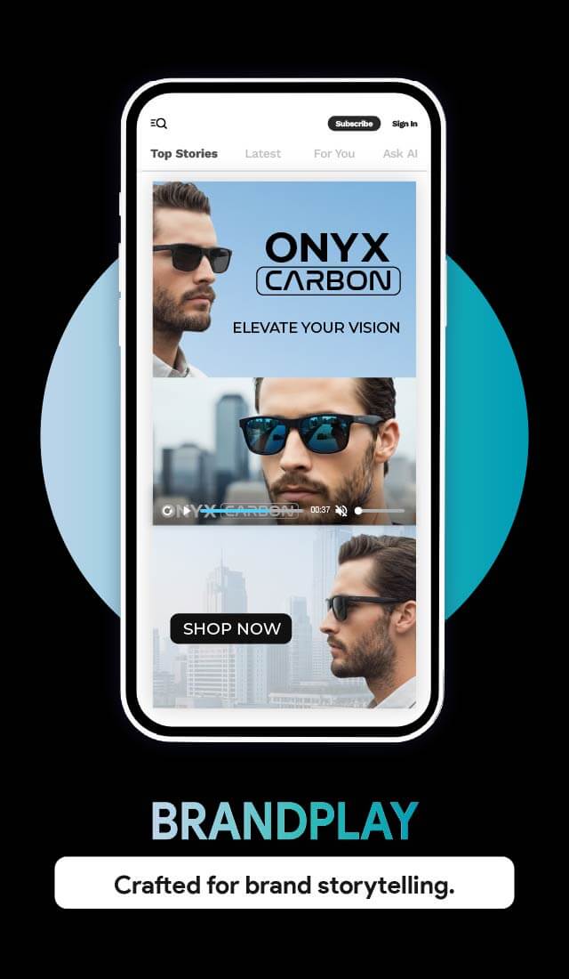 Mobile mockup of BrandPlay ad.