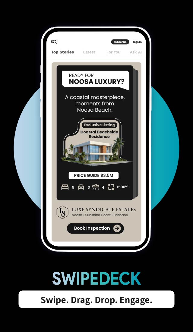 Mobile mockup of Swipedeck ad.