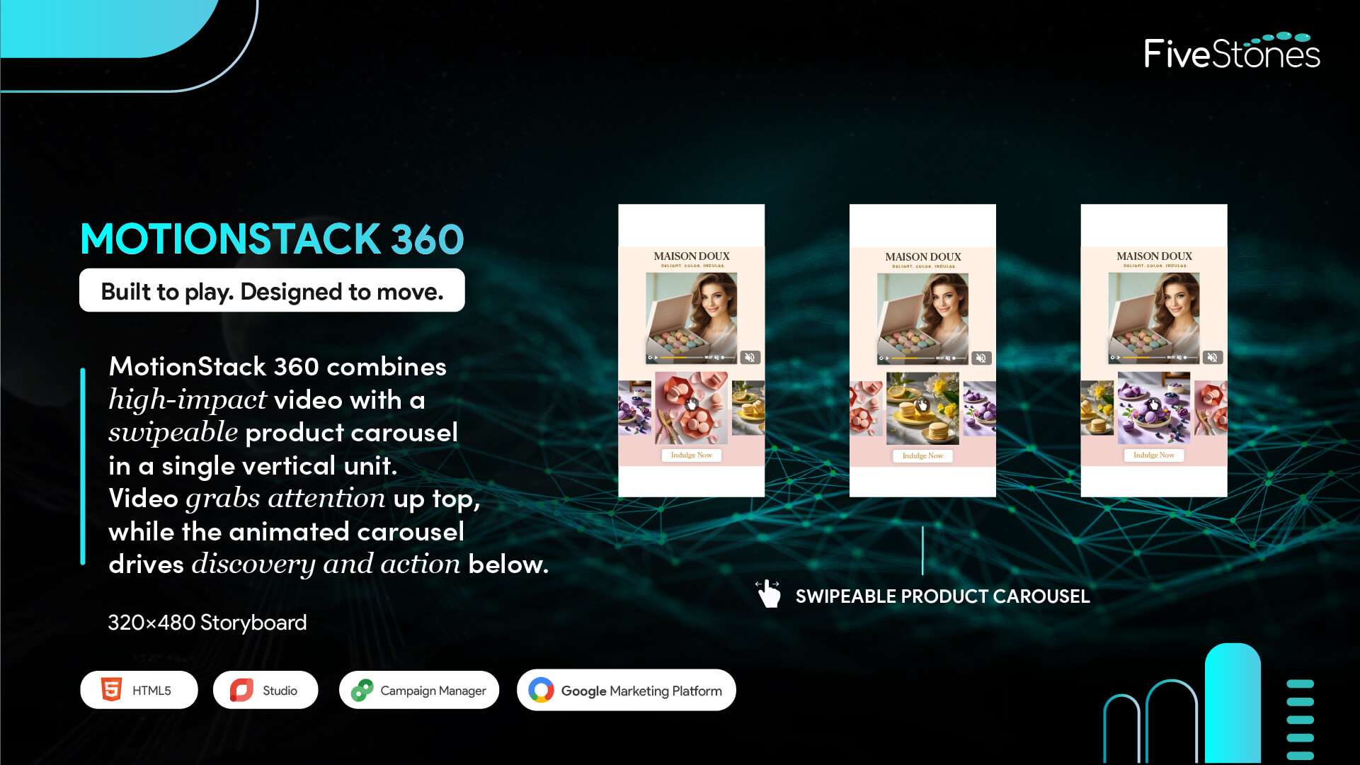MotionStack_360_Interactive_Video_and_Product_Carousel_Ad_320x480_Storyboard_Design.