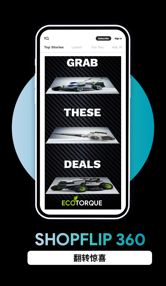 智能手机模型中的 Shopflip 360 半页广告.